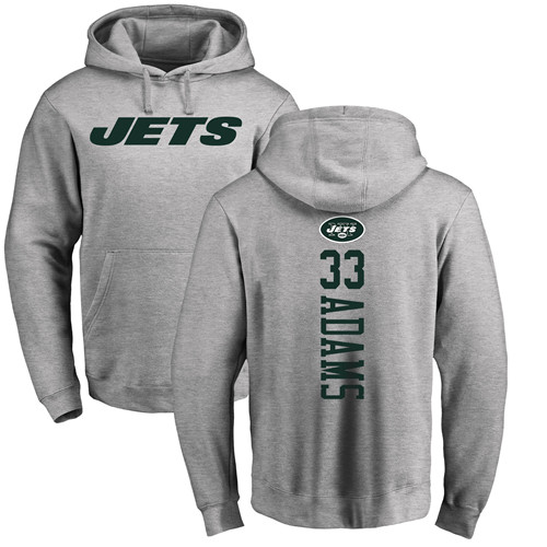 New York Jets Men Ash Jamal Adams Backer NFL Football #33 Pullover Hoodie Sweatshirts->new york jets->NFL Jersey